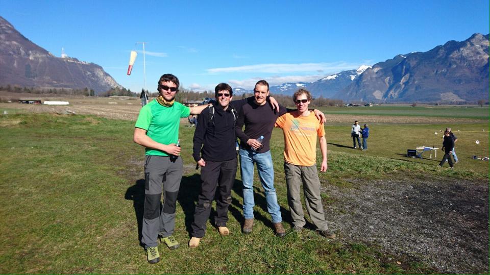 Damien, Christophe, Baptiste et Damian formation stage vercorin parapente biplace